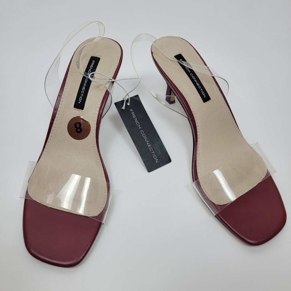 French Connection Womens Tia Heeled Sandal Red Clear Straps Heels Different Sz. - Picture 6 of 15